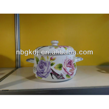 HIGH QUALITY ENAMEL STOCK POT WITH METAL LIDS